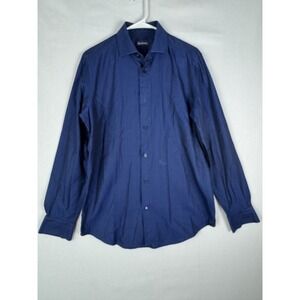 Robert Grahama Herringbone Shirt‎ Blue Mens 15.5 Button Up Long Sleeve Classic